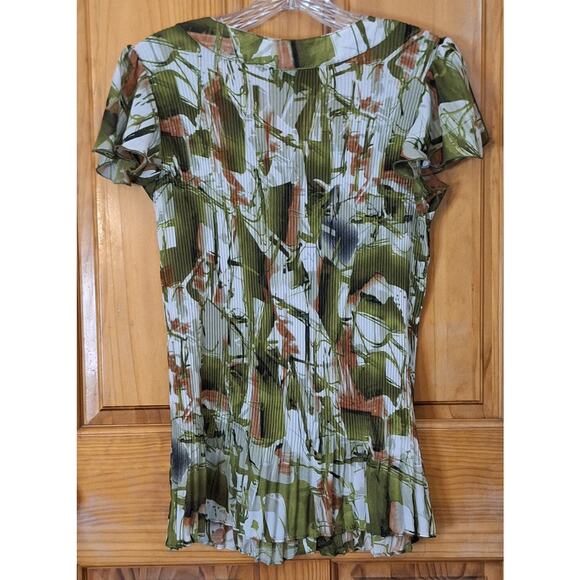 Sera Nade New York Shirt Women's Large Chiffon Abstract Floral Artsy Classic - Picture 5 of 8